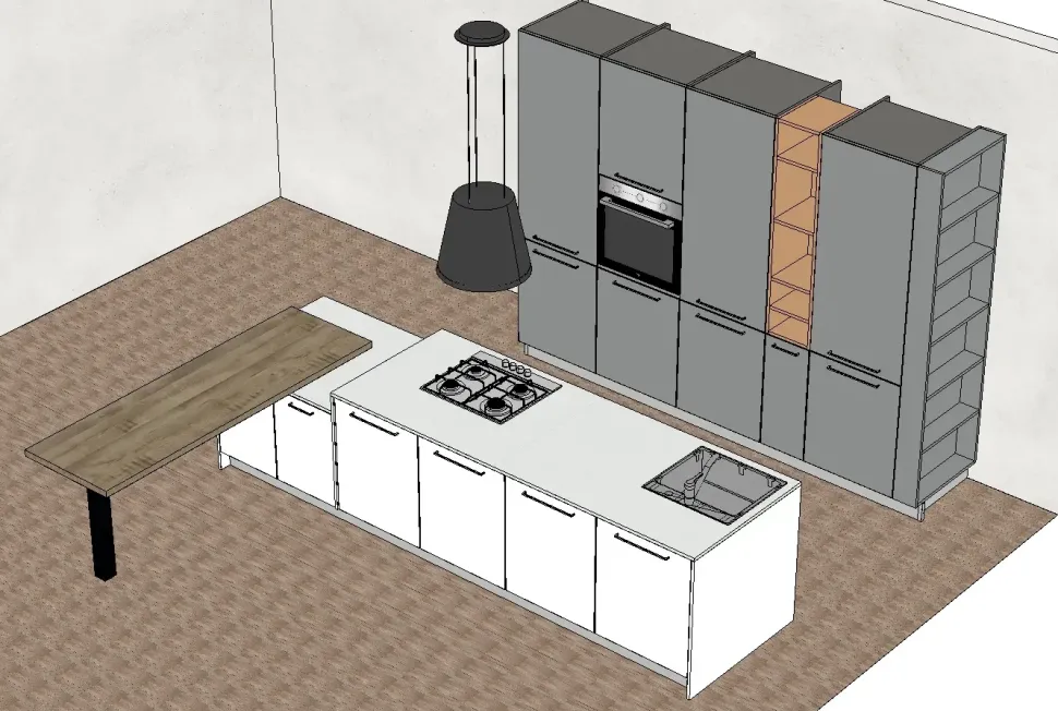 Cucina grigia design con isola Time Arredo3 a soli 8600 Euro