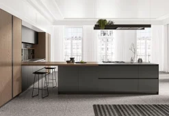 Cucina grigia design con penisola Arredo3 Time