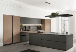Cucina grigia design con penisola Arredo3 Time