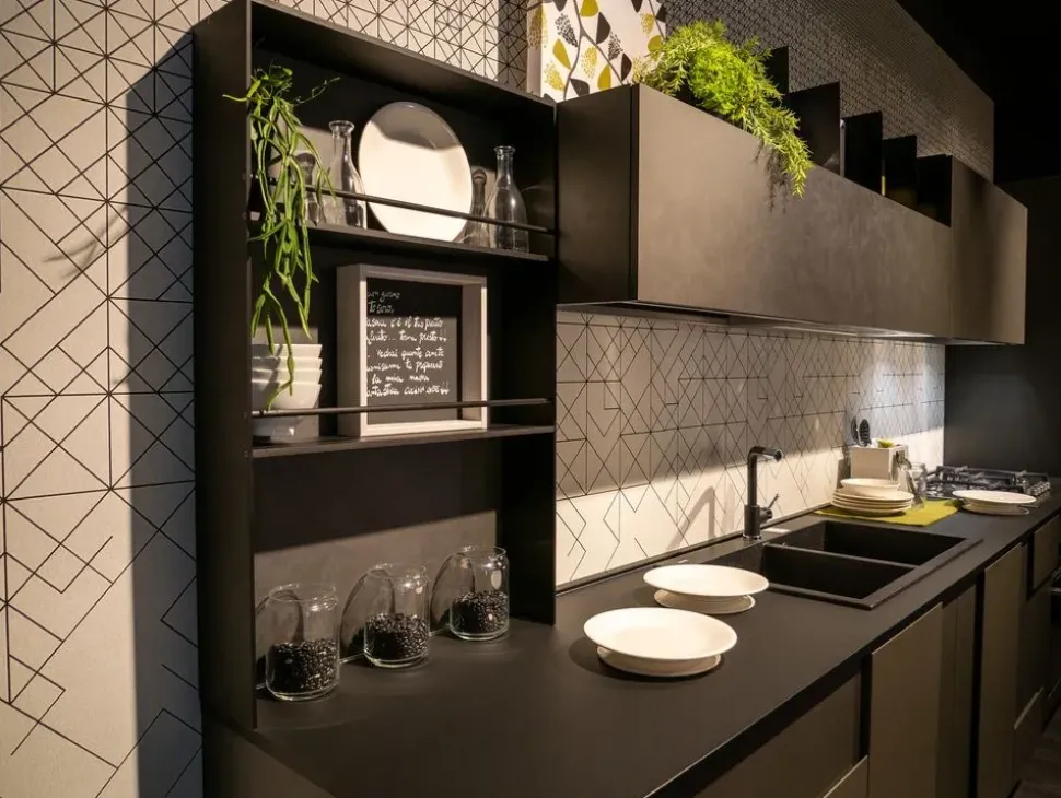 Cucina grigia design lineare Creativa Lube cucine in Offerta Outlet