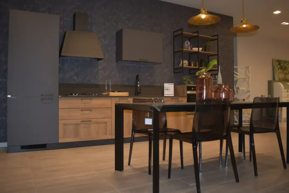 Cucina grigia industriale lineare Sax Scavolini