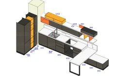 Cucina grigia moderna con penisola Foodshelf inside Scavolini