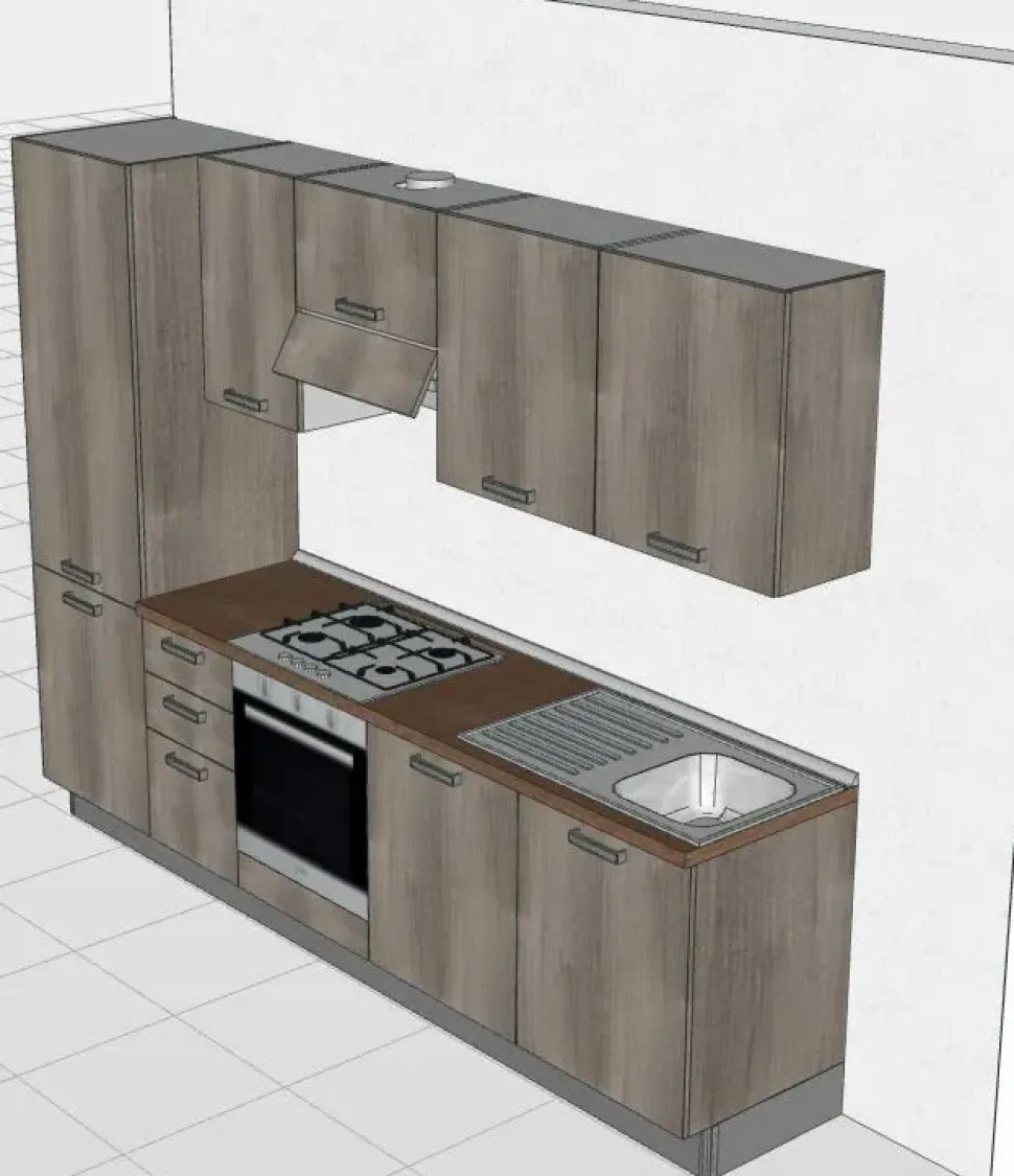 Cucina grigia moderna lineare Angela Giannei in Offerta Outlet