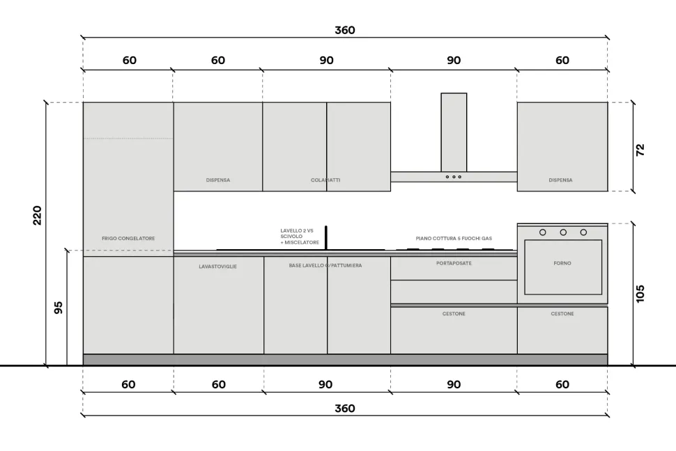 Cucina grigia moderna lineare Lungomare Colombini casa a soli 4050 Euro