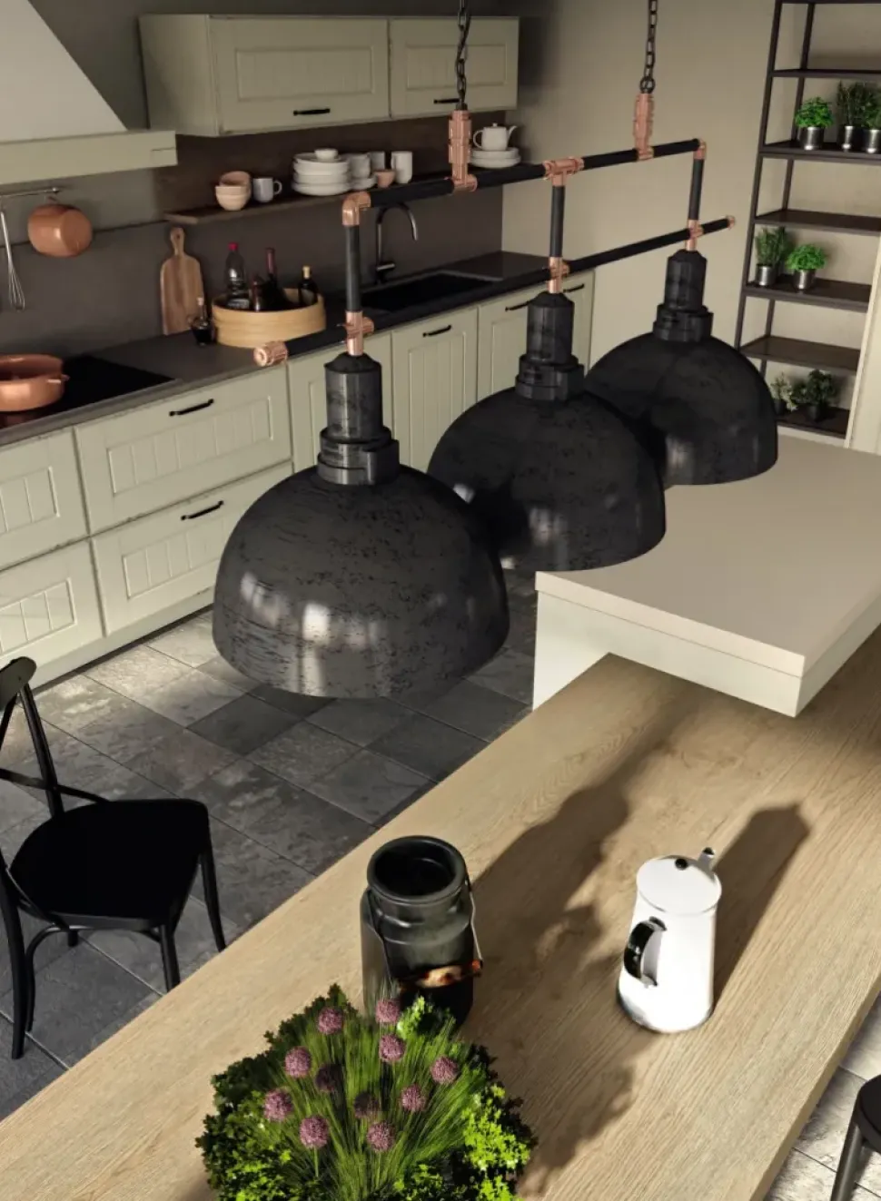 Cucina grigio country lineare Castellana mir Md work scontata