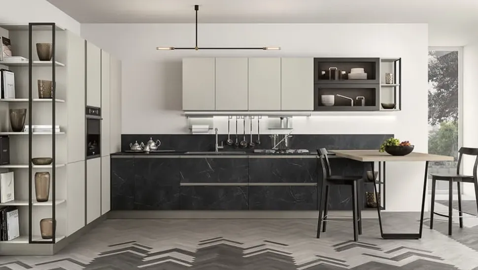 Cucina grigio design lineare Linea Colombini casa scontata