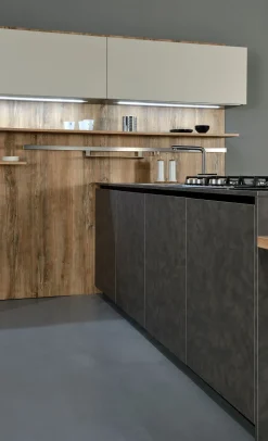 Cucina grigio moderna con penisola Time Frighetto