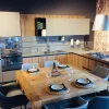 Cucina grigio moderna con penisola Noce imperial Artigianale in Offerta Outlet