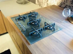 Cucina grigio moderna con penisola Noce imperial Artigianale in Offerta Outlet