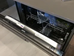 Cucina grigio moderna con penisola Noce imperial Artigianale in Offerta Outlet