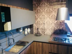 Cucina grigio moderna con penisola Noce imperial Artigianale in Offerta Outlet