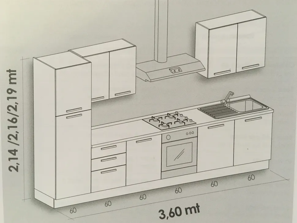 Cucina grigio moderna lineare Quadra Colombini casa in Offerta Outlet