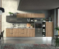 Cucina industriale lineare Mobilificio bellutti Modello planet wood a prezzo scontato