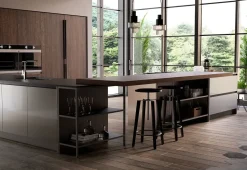 Cucina Kaly industriale grigio Arredo3 con penisola scontata 37%