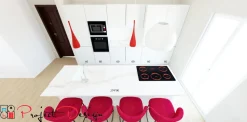 Cucina Line design bianca Astra con isola scontata 47%