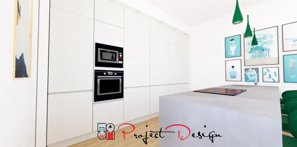 Cucina Line moderna bianca Astra con isola scontata 54%