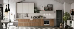 Cucina lineare in laminato materico rovere chiaro Infinity a prezzo ribassato