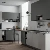 Cucina lineare in laminato opaco grigio Domino grafite e cementho a prezzo ribassato