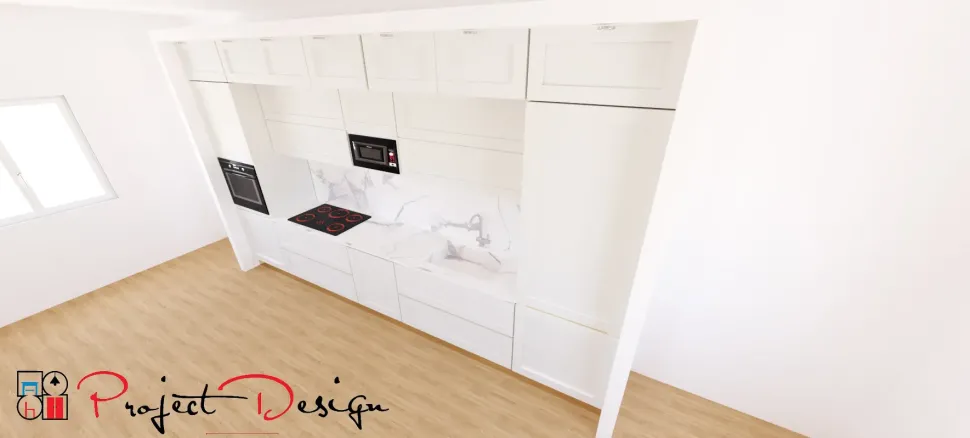 Cucina lineare in legno bianca Ego a prezzo scontato