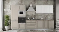 Cucina lineare in legno bianca Italia3 a prezzo ribassato