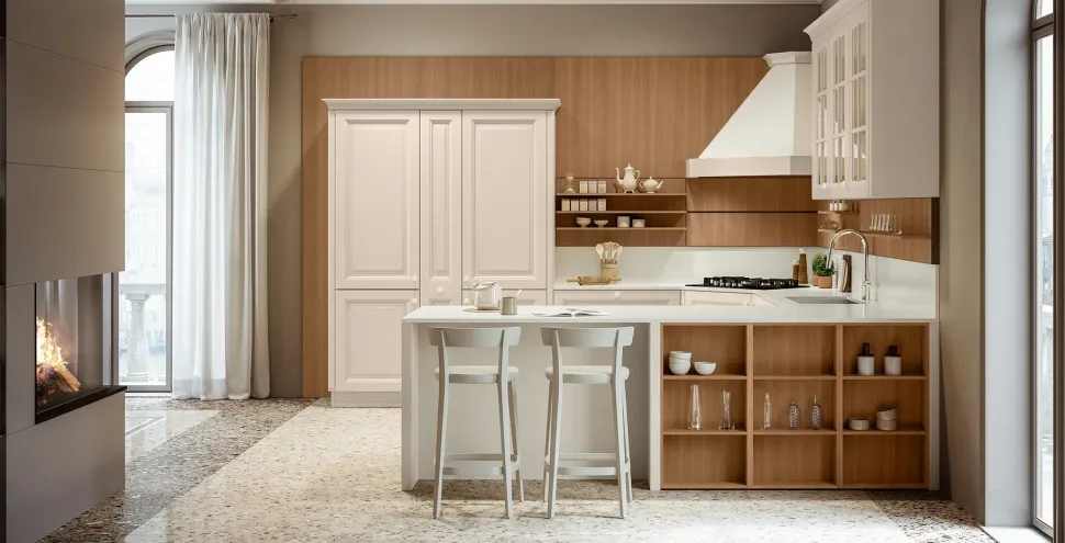 Cucina lineare in legno modello Pavese 01 ad un prezzo riservato