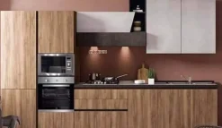 Cucina lineare in legno noce Marilin a prezzo ribassato