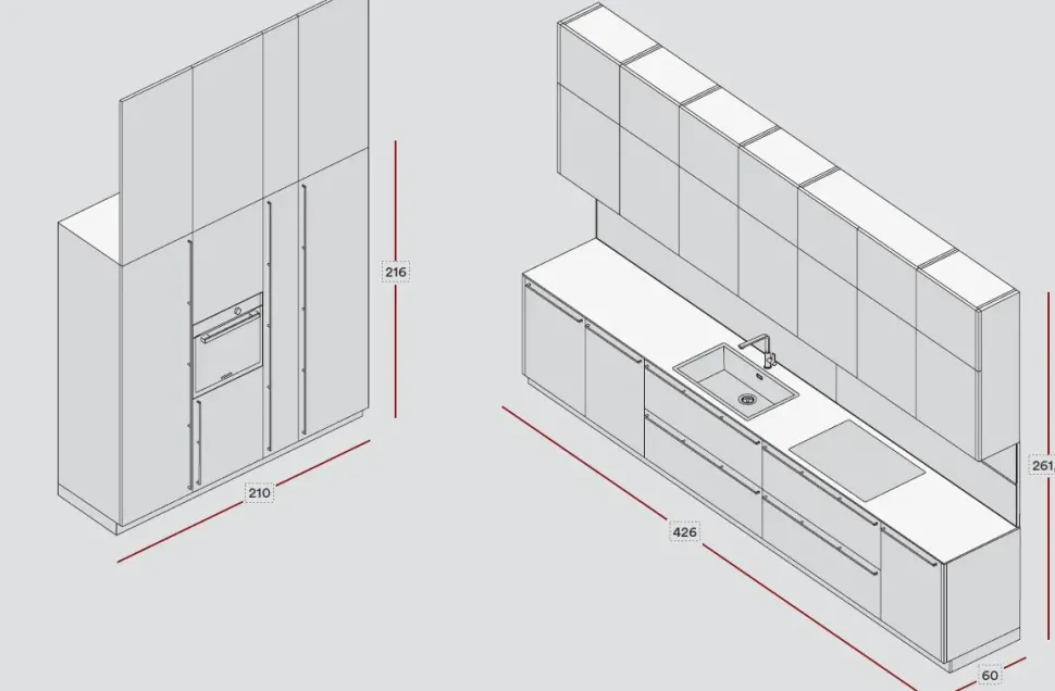 Cucina lineare in nobilitato modello Quadra compo 07 ad un prezzo riservato