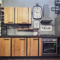 Cucina lineare industriale rovere chiaro Collezione esclusiva Cucina industrial wave legno offerta  a soli 3590€