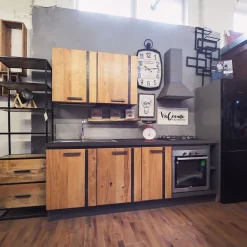 Cucina lineare industriale rovere chiaro Collezione esclusiva Cucina industrial wave legno offerta  a soli 3590€