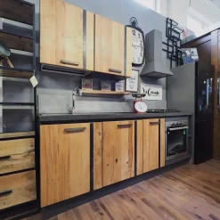 Cucina lineare industriale rovere chiaro Collezione esclusiva Cucina industrial wave legno offerta  a soli 3590€
