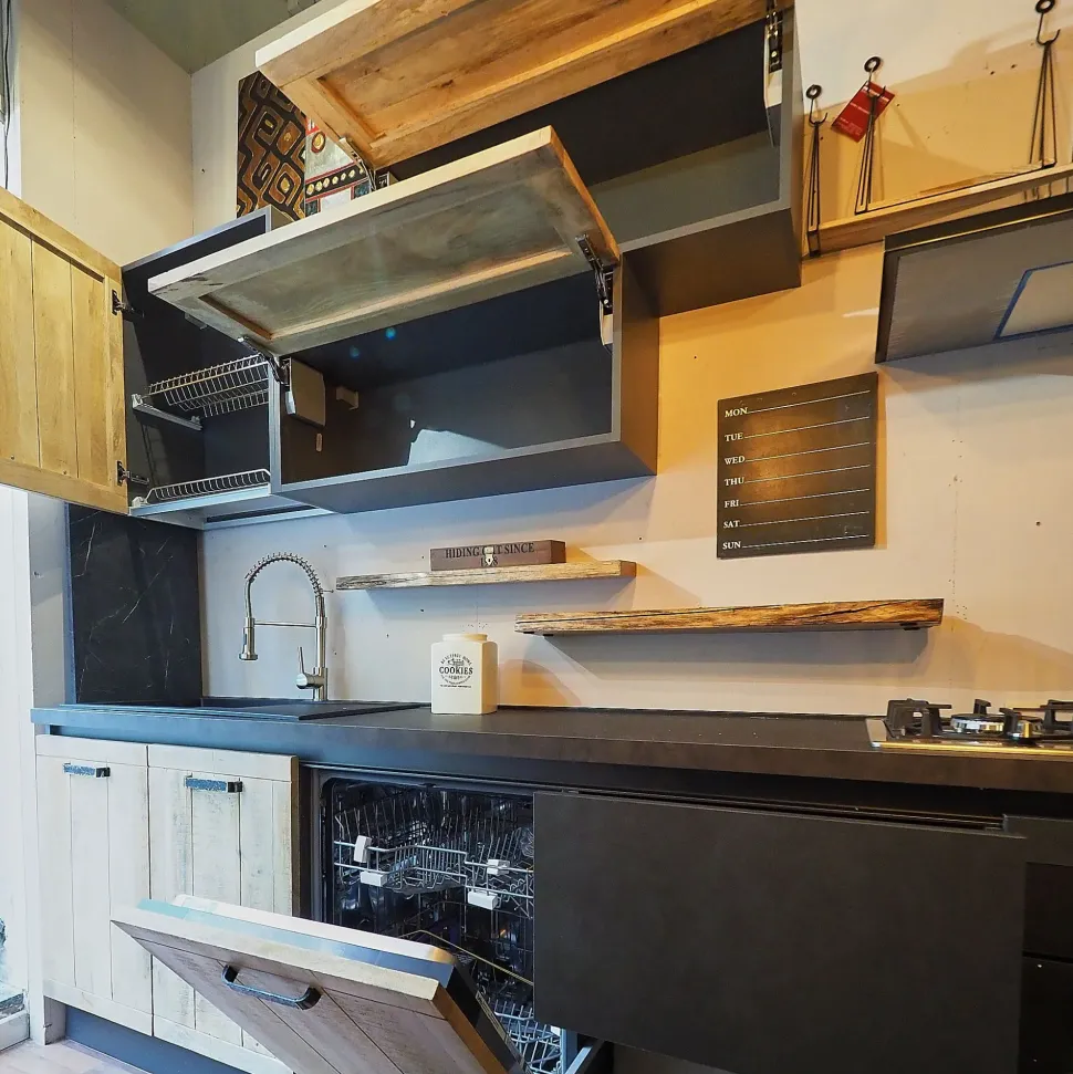 Cucina lineare industriale rovere chiaro Collezione esclusiva Cuicna industrial jupiter moderna a soli 4990€