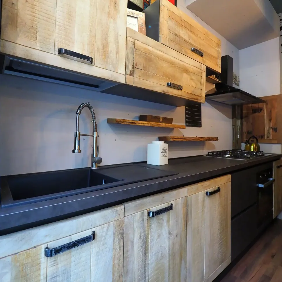 Cucina lineare industriale rovere chiaro Collezione esclusiva Cuicna industrial jupiter moderna a soli 4990€