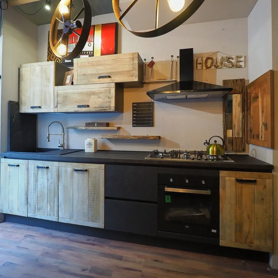 Cucina lineare industriale rovere chiaro Collezione esclusiva Cuicna industrial jupiter moderna a soli 4990€