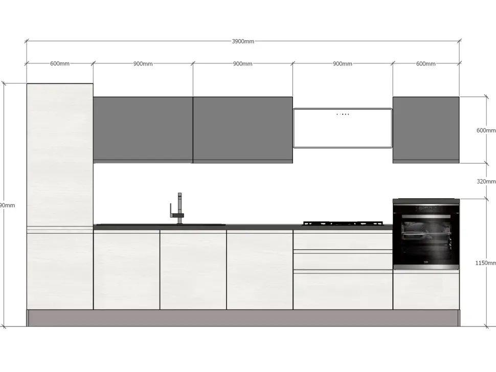 Cucina lineare Jey Creo kitchens con uno sconto del 50%