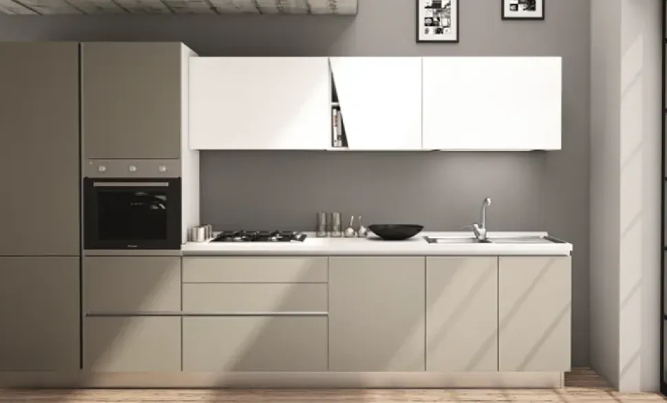 Cucina lineare moderna bianca Kuadra cucine Maya 4 a soli 5447 Euro