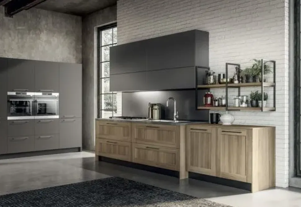 Cucina lineare moderna grigia Arredo3 Cleo 1