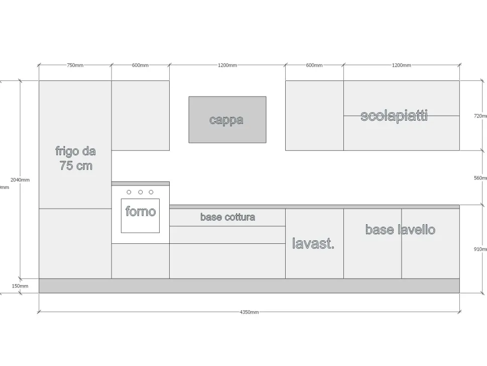Cucina lineare moderna Jey Creo kitchens a prezzo ribassato