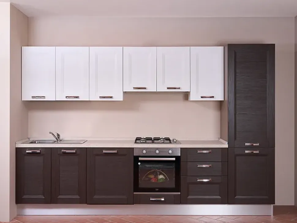 Cucina lineare moderna rovere moro Creo Mya smart a soli 3480 Euro