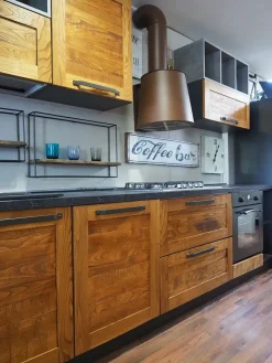 CUCINA lineare Outlet etnico Cucina moderna vintage alta legno SCONTATA 59%