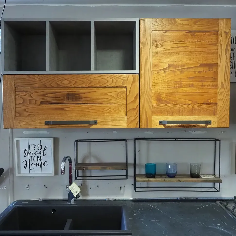 CUCINA lineare Outlet etnico Cucina moderna vintage alta legno SCONTATA 59%