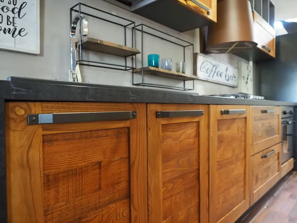 CUCINA lineare Outlet etnico Cucina moderna vintage alta legno SCONTATA 59%
