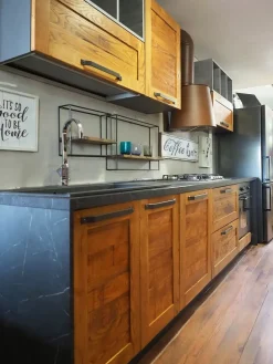 CUCINA lineare Outlet etnico Cucina moderna vintage alta legno SCONTATA 59%