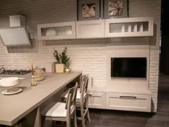 Cucina Lube cucine classica con penisola bianca in legno Claudia