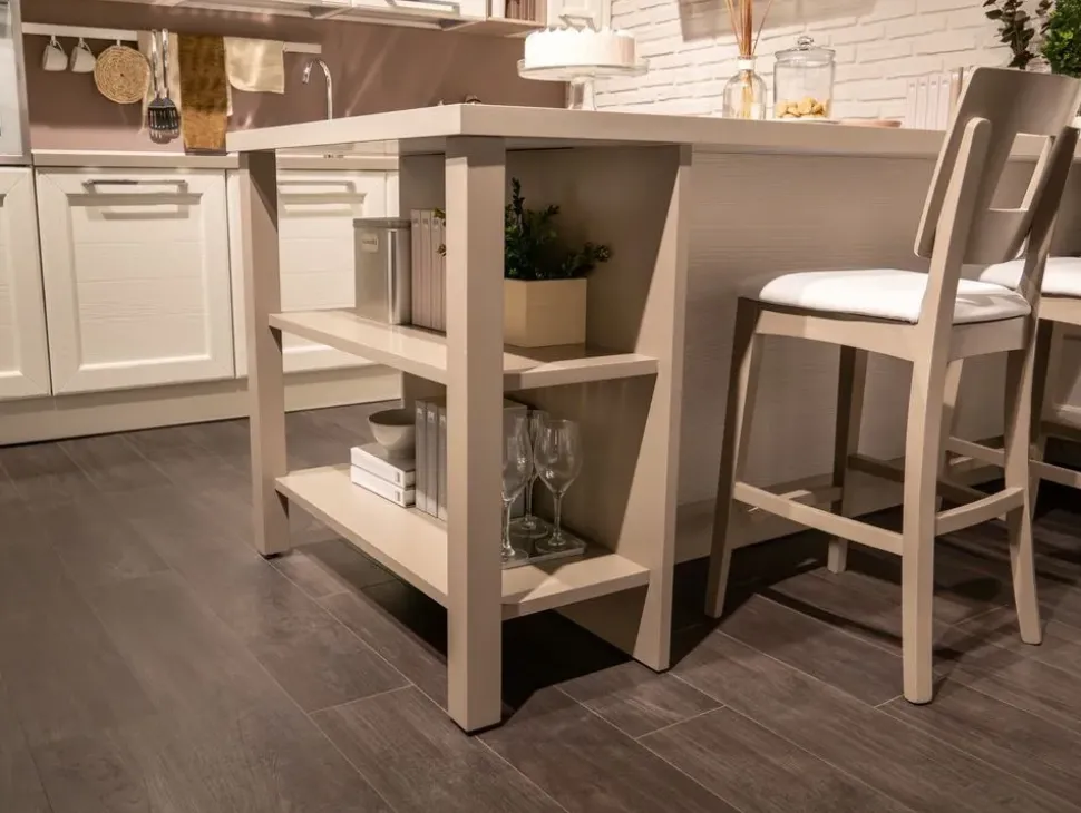 Cucina Lube cucine classica con penisola bianca in legno Claudia