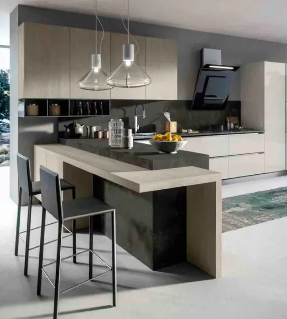 Cucina magnolia moderna con penisola Arredo3 Round 3 a soli 9000 Euro
