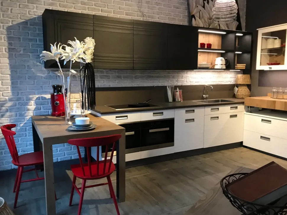 CUCINA Marchi cucine ad angolo Lab 40, bianco e legno vecchio SCONTATA