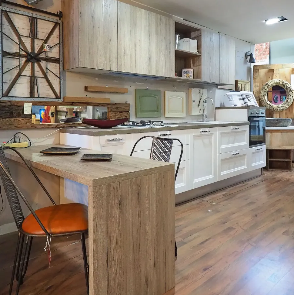 Cucina modello Cucina shabby chic lineare 4 metri con piano penisola Nuovi mondi cucine PREZZO SCONTATO 64%