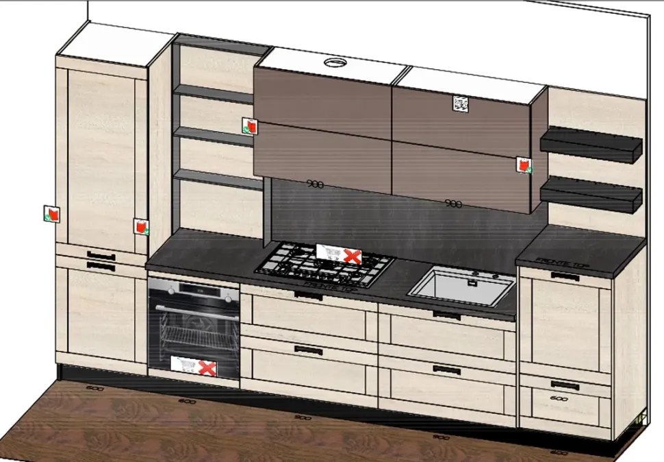 Cucina Modello lipari/capri design rovere chiaro lineare Imab group