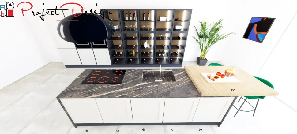 Cucina moderna con isola Meg Arredo3 a prezzo ribassato