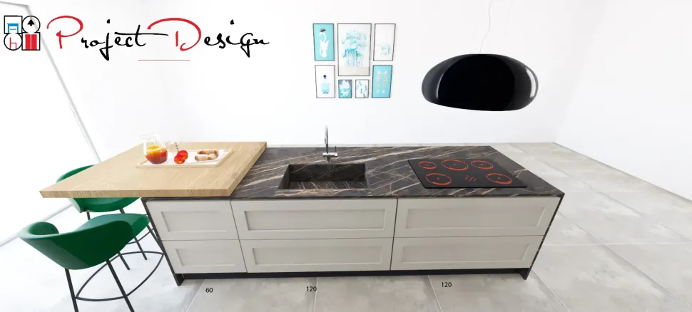 Cucina moderna con isola Meg Arredo3 a prezzo ribassato